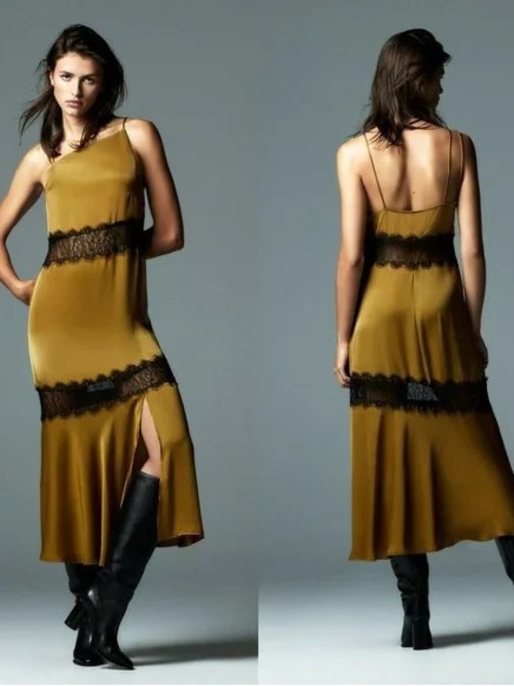 Zara lace & silky midi dress